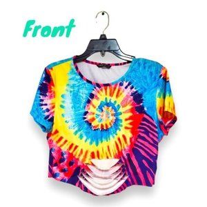 Shein Womens Tie Dye Crop Top T-shirt. Size XL